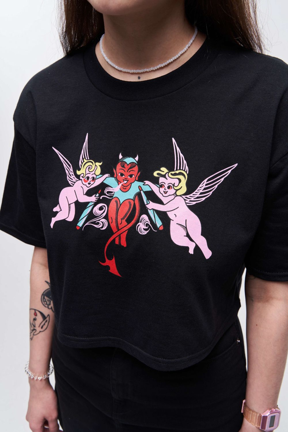 Футболка Old Lizard Crop Top Angels черный