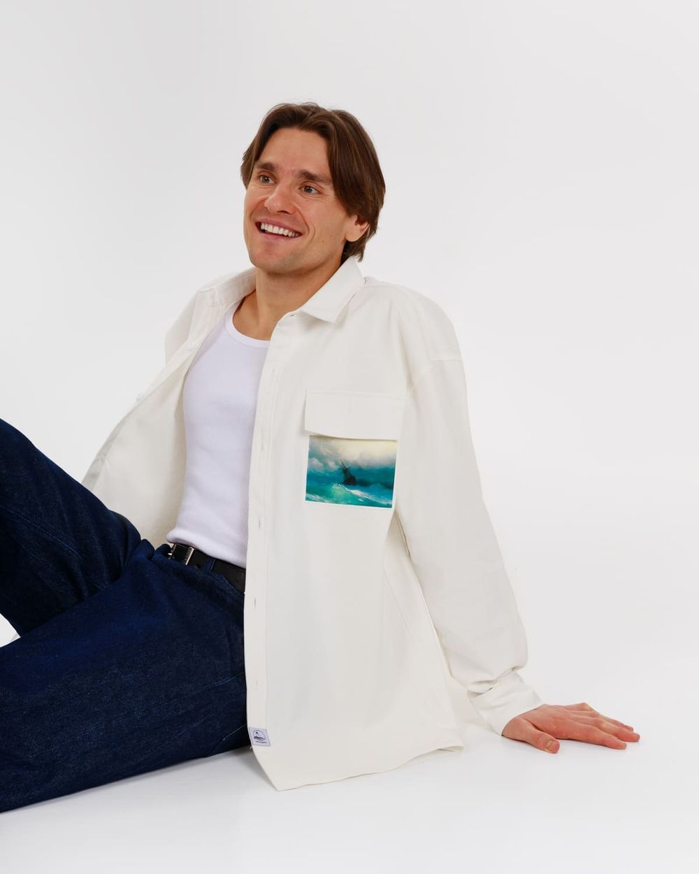 Купить Рубашка Kefirmaykifer Айвазовский хлопковая белая Рубашка Kefirmaykifer Айвазовский хлопковая белая