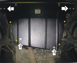Защита картера Двигателя, КПП. 2 мм, Сталь. для Honda Accord VII 2003-2007 MOTODOR.00808