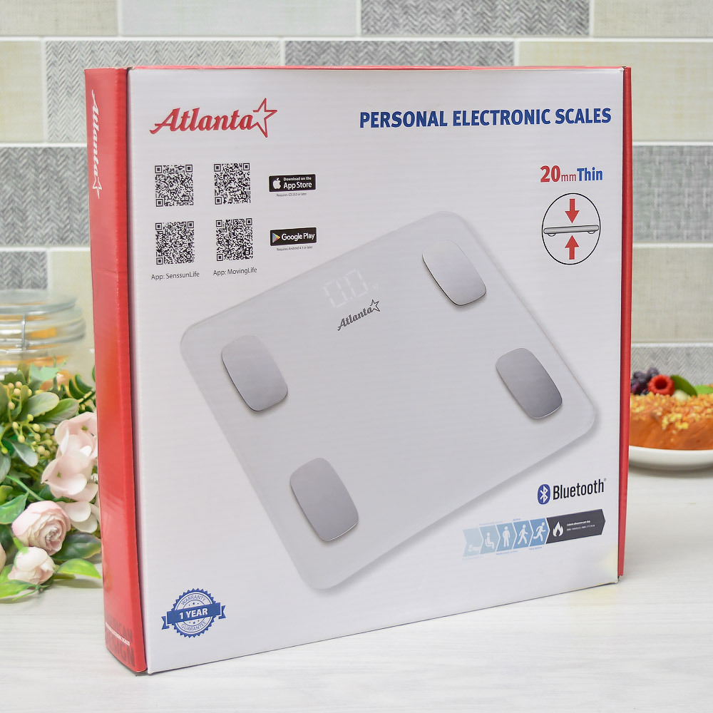 Весы напольные электронные до 180кг, стеклянный корпус, ATH-6163 (white)