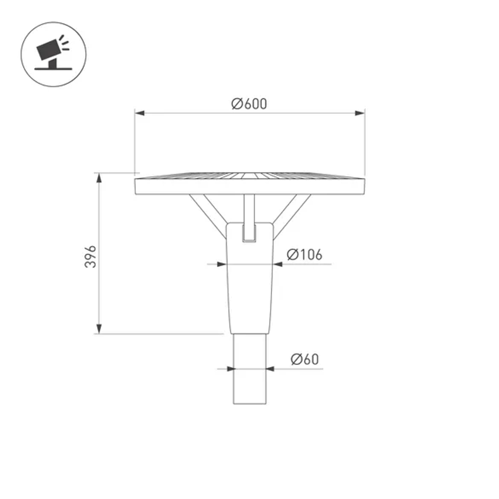 Светильник OXOR-LEIS-LUZ-600x600x396-30W Day4000 (BK, 120 deg, 230V) IP65  (Arlight, -) 058185