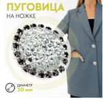 пуговицы декоративная d30мм стразы черепаха серебр/чёрн АУ 1375638