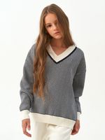 Джемпер для девочки 954 синий-молочный