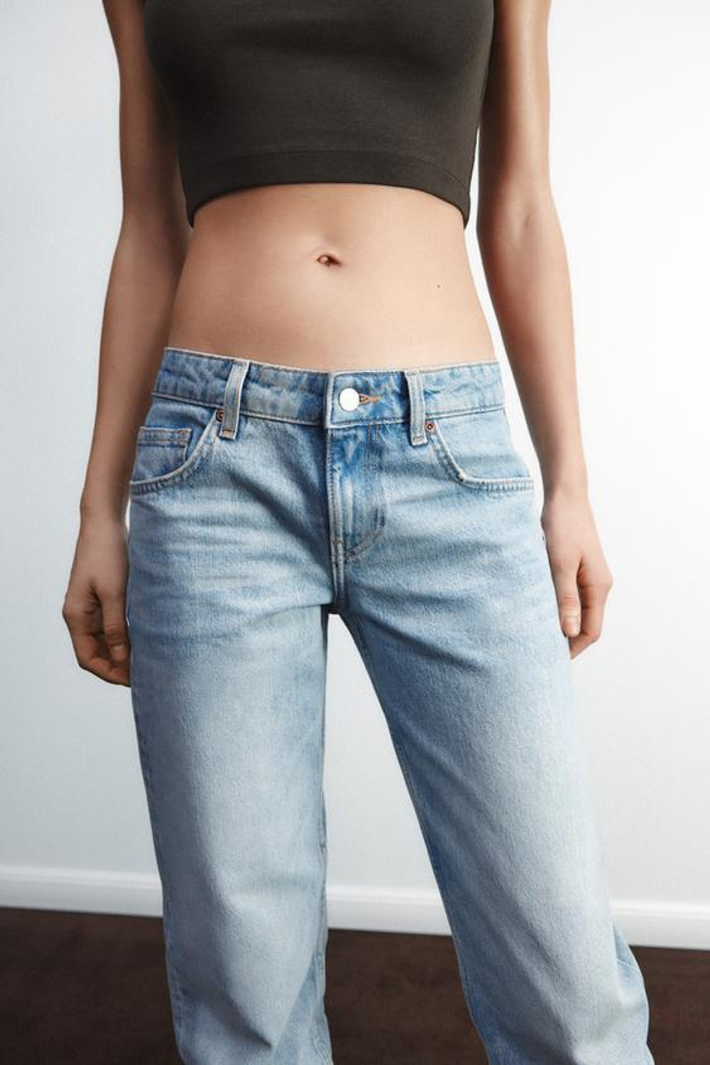 ZARA ДЖИНСЫ TRF WIDE-LEG С НИЗКОЙ ПОСАДКОЙ, ГОЛУБОЙ