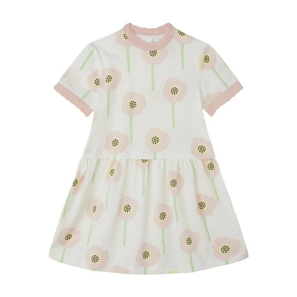 Платье трикотажное STELLA McCARTNEY Экрю/Принт: розовые цветы/Розовая отделка (Девочка)