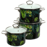 Набор эмалированной посуды 6 пр, кастрюли 2.4,3.4,5 л, Керчь, Тропическая ночь-5-1-Элит