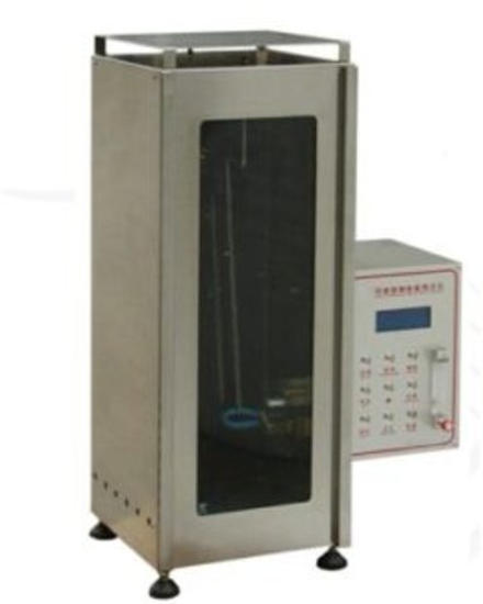 Vertical flammability chamber for textiles and plastics