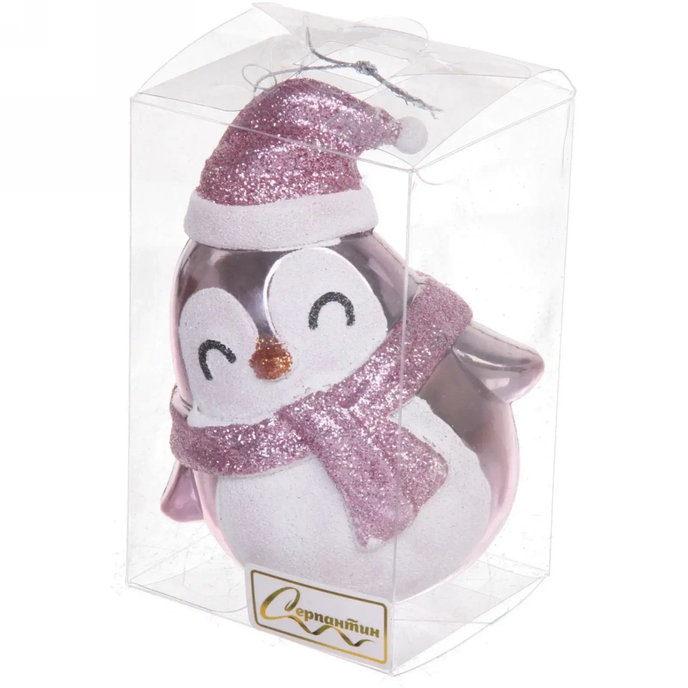 Ёлочная игрушка «Новогодний пингвин» 7*6*11 см, розовый