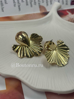 Серьги золотистые листья Гинкго