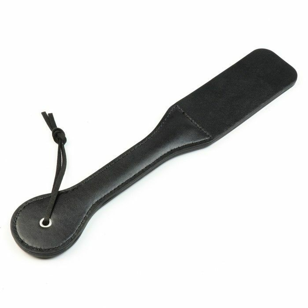 Черная гладкая шлепалка «Сердца» - 38 см. (Цвет: черный с красным)