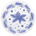 Тарелка сервировочная новогодняя 23 см, "Еловые ветки", каменная керамика, ЗОЛОТАЯ СКАЗКА, 592548