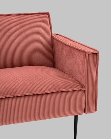Диван прямой раскладной Кассель велюр рельефный коралловый