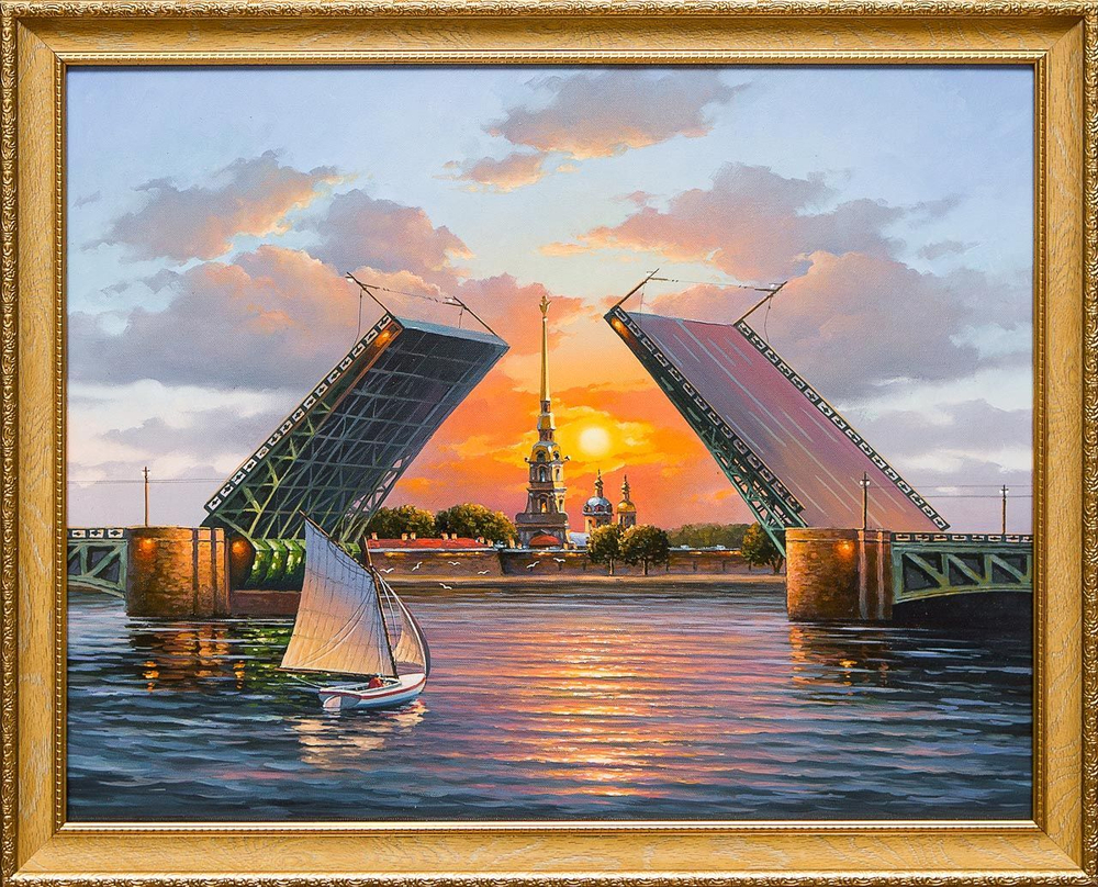 Картина маслом "Дворцовый мост" Гафиатуллин