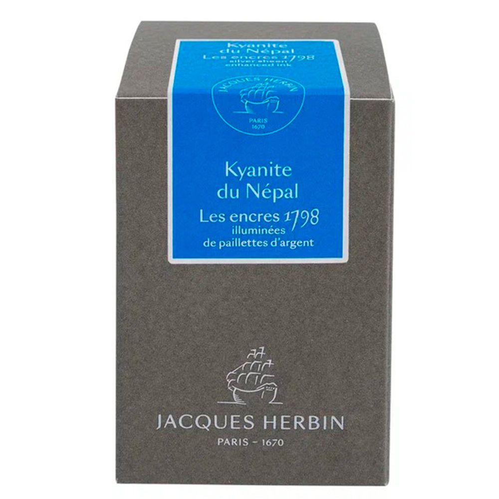 Чернила во флаконе Herbin Prestige 1798 50 мл Kyanite du Népal голубые с серебряными блестками (15513JT) 3