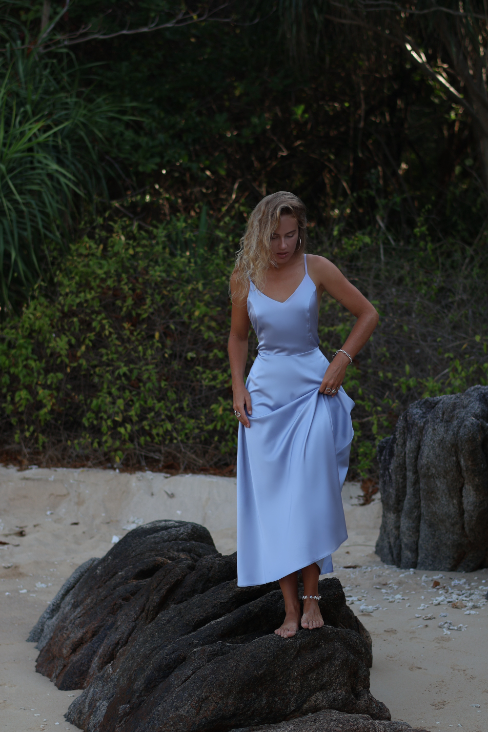 Платье Blossom миди серо-голубой