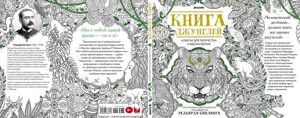 Комплект "Книга джунглей. Альбом для творчества и вдохновения + карандаши"