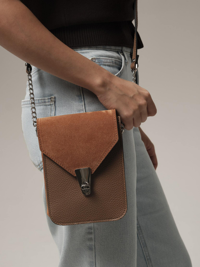 Сумка замшевая кросс-боди коричневая