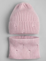 Шапка для девочки бини рваная осенняя и снуд