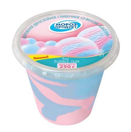 Мороженое сливочное 250г. Бабл Гам Морозпродукт