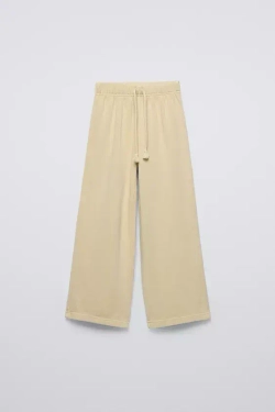 ZARA КОМПЛЕКТ ИЗ ХУДИ И БРЮК WIDE LEG, ВАНИЛЬНЫЙ