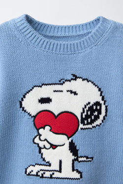 ZARA ВЯЗАНЫЙ ДЖЕМПЕР SNOOPY PEANUTS™, ГОЛУБОЙ