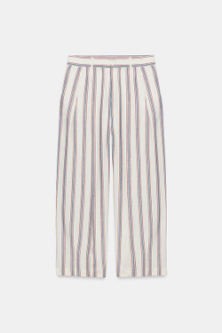 ZARA БРЮКИ BALLOON В ПОЛОСКУ — ZW COLLECTION, ЭКРЮ
