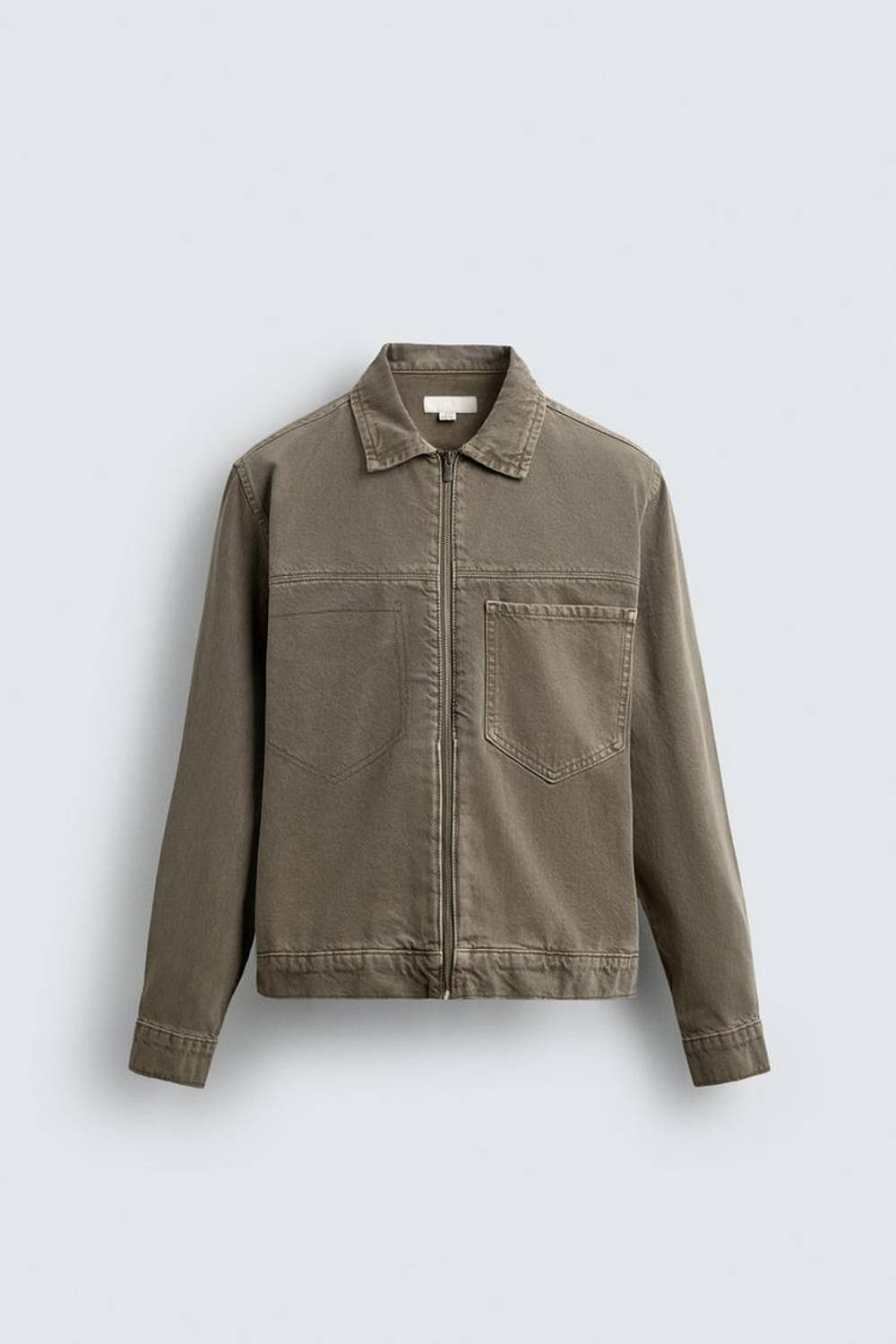 ZARA ДЖИНСОВАЯ КУРТКА-РУБАШКА НА МОЛНИИ, РЫЖЕВАТО-КОРИЧНЕВЫЙ