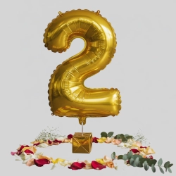 Шар цифра 2 золотой цвет