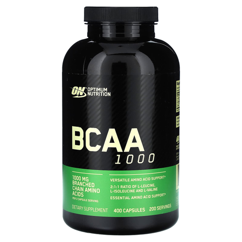 Optimum Nutrition, BCAA 1000, аминокислоты с разветвлённой цепью, 400 капсул (500 мг в 1 капсуле)
