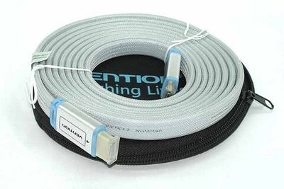 Кабель Vention HDMI (H450) 3m серый плоский в оплетке в круглом кейсе