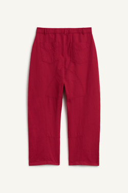 ZARA БРЮКИ ИЗ СМЕСОВОГО ЛЬНА, КРАСНЫЙ