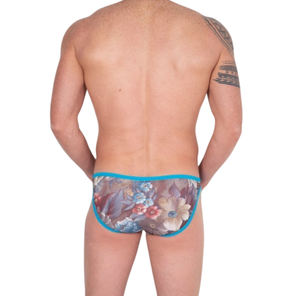 Мужские трусы слипы с разноцветным принтом и синей окантовкой Cosmos Colors FR20_BBG