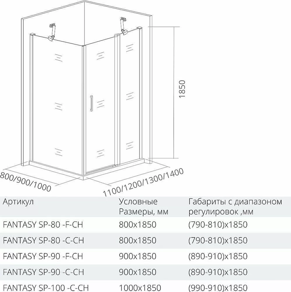 Душевой уголок Good door FANTASY WTW+SP 100x80 прозрачный