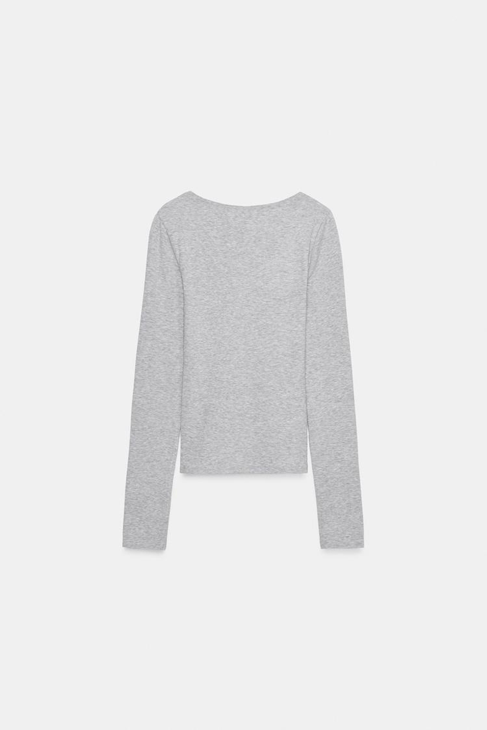 ZARA ФУТБОЛКА С ДЛИННЫМИ РУКАВАМИ, СЕРЫЙ МЕЛАНЖ