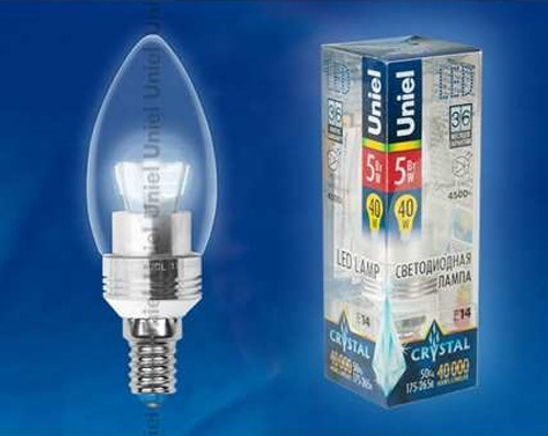 LED-C37P-5W/WW/E14/FR ALC02SL PROMO Лампа светодиодная, в составе набора из 3шт. Форма свеча, матовая колба. Серия Crystal. Материал корпуса алюмини