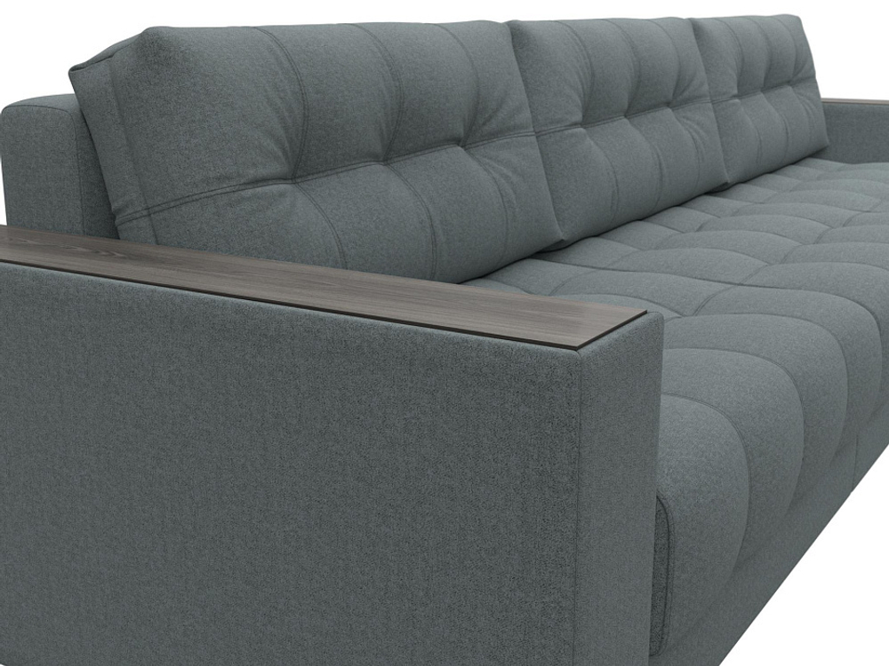 Диван угловой с декором Лига-049 НПБ Лонг, Амур 07 РОГОЖКА серый