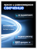 Неоновая светодиодная лента PJShop 4м, 8х16мм, 220В, IP 67, гибкий неон, синий, кратность реза 10 см