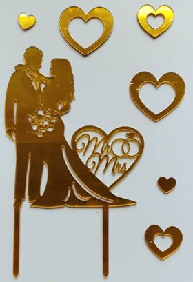 Акриловый набор "Топпер Пара с сердцем" +6 сердечек