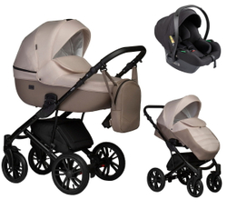 Детская коляска Indigo Mio S 3 в 1 03 т.бежевая кожа+св.бежевый