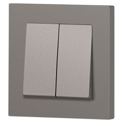 Переключатель Intro Accent 6-107-09 двойной, 10А-250В, IP20, СУ, AL/CU, титан | Intro