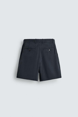 ZARA ШОРТЫ ЧИНОС REGULAR FIT СО СКЛАДКАМИ, МОРСКОЙ СИНИЙ