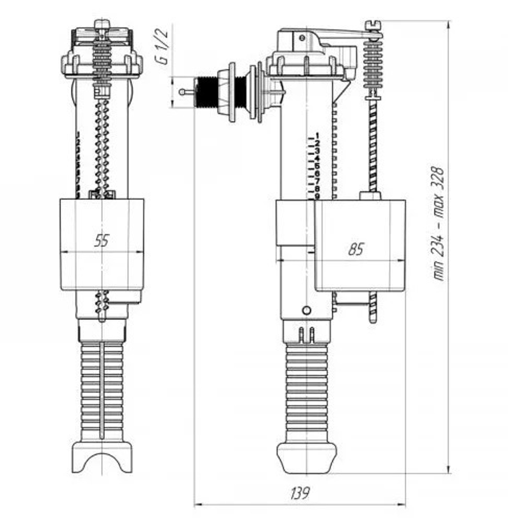 Впускной клапан АНИ пласт WC5010 1/2 для бачка с боковым подводом