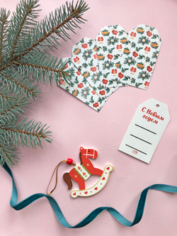 Бирка на подарок «Новогодний принт», 5 × 9 см
