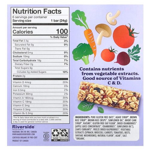 MadeGood, Батончики мюсли, ягодное ассорти, 6 батончиков, по 24 г (0,85 унции)