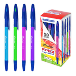 Ручка шариковая 0.7мм. синяя 0,35*140мм, рез.грипп, корпус в ассорти 301-D1 (J.Otten)