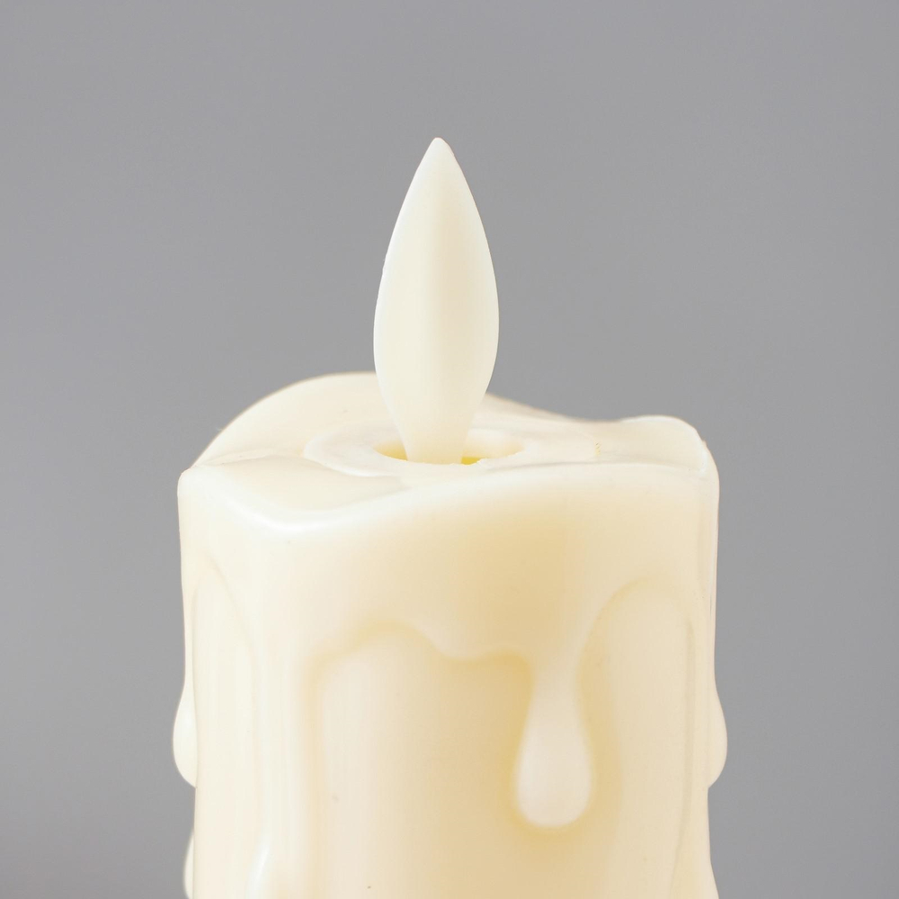 Ночник с эффектом живого пламени "Свеча большая" от батареек 2xААА серебро 7х7х21 см