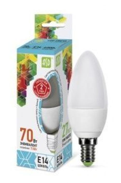 Лампа светодиодная LED-СВЕЧА 7,5Вт 220В Е14 4000К 600Лм ASD РАСПРОДАЖА