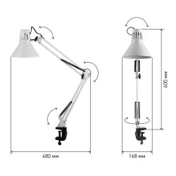 Настольный светильник ЭРА N-121-E27-40W-W на струбцине белый | Настольные светильники под лампу