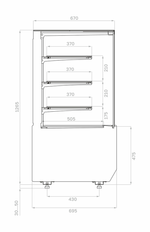 Нейтральная витрина Carboma KC70 N 0,9-1 LIGHT (версия 2.0) (Cube 2)