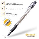 Ручка гелевая Crown  с резиновым грипом, чёрная, 0.7мм, стержень игла
